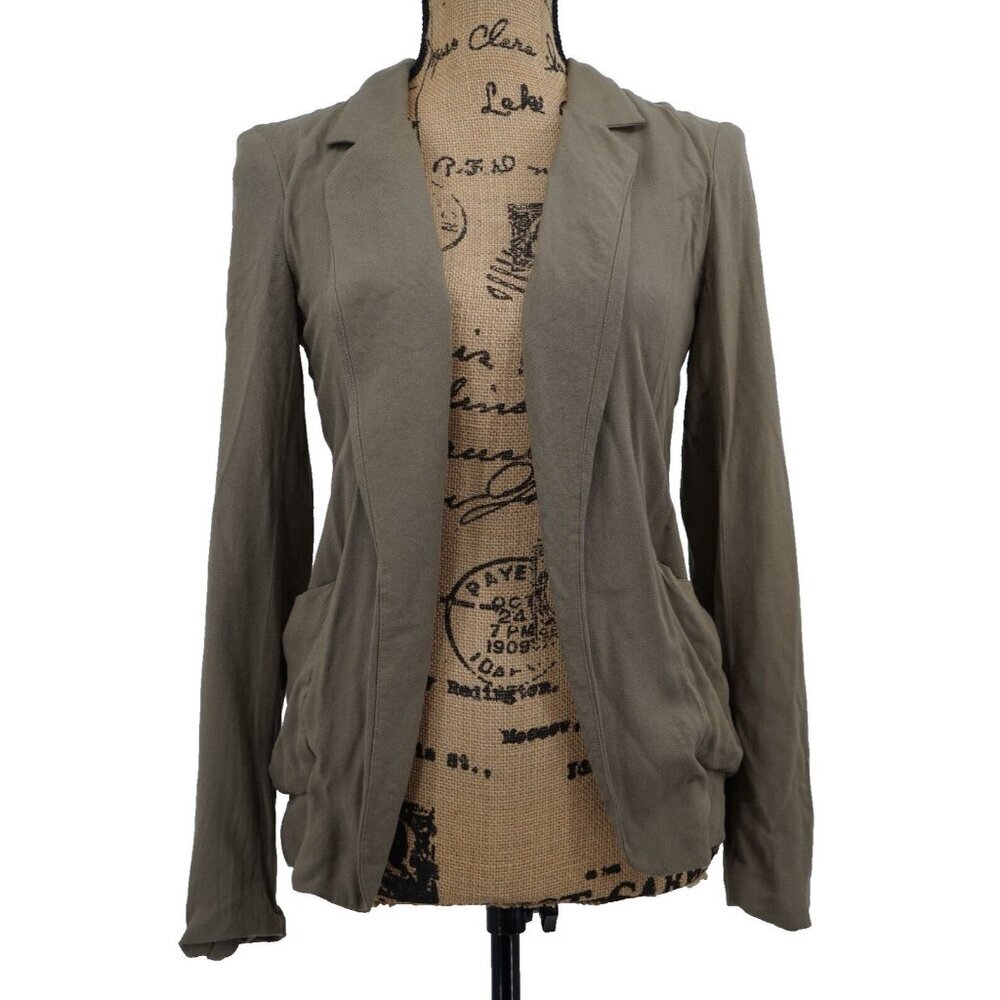 Aritzia Talula Blazer Women 0 Tan Open‎ Front Pockets Collar Career Business